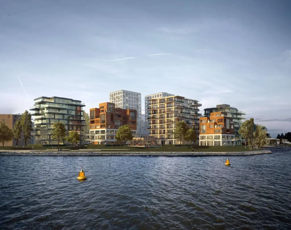 Nieuwbouwproject KAAP, Amsterdam-Noord, afgewerkt met dunpleister